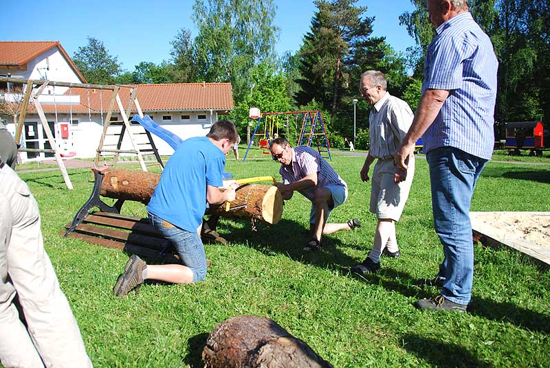 Beim Baumstammsägen