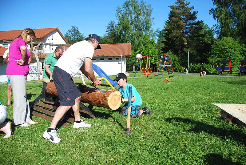 Beim Baumstammsägen